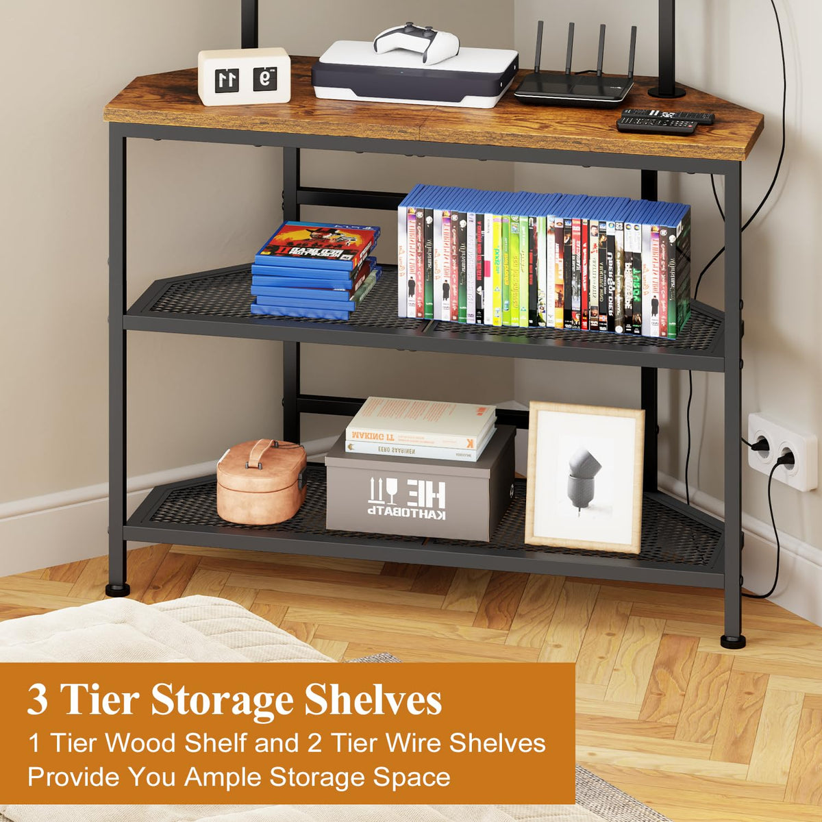 23" to 60" Corner TV Stand with Mount and Storage Shelves W292140