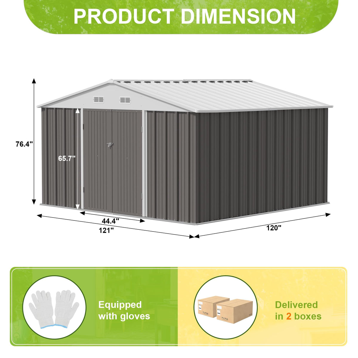 10x10 FT Grey Outdoor Storage Shed Z668452