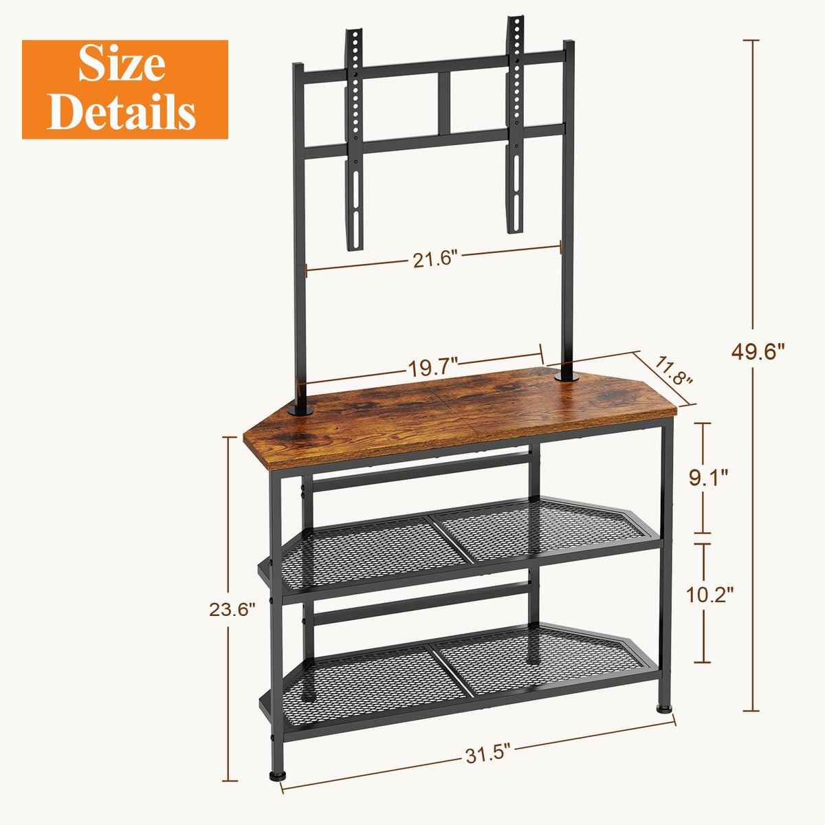 23" to 60" Corner TV Stand with Mount and Storage Shelves W292140