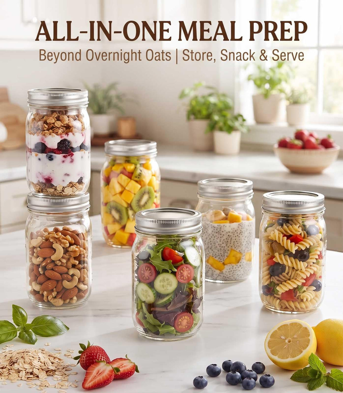 16 oz 8 Pack Clear Glass Jars D315301
