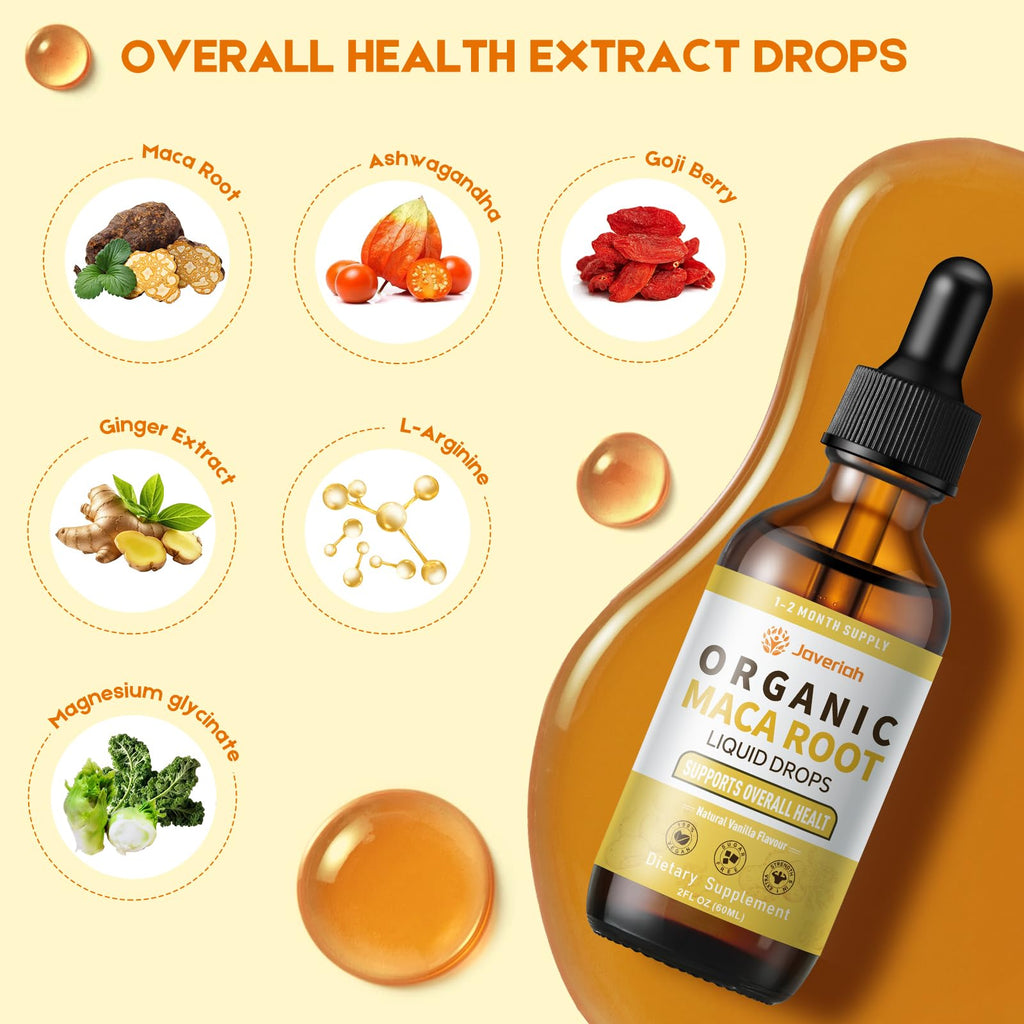 Organic Maca Root Liquid Drops with Ashwagandha 2 Fl Oz Q777