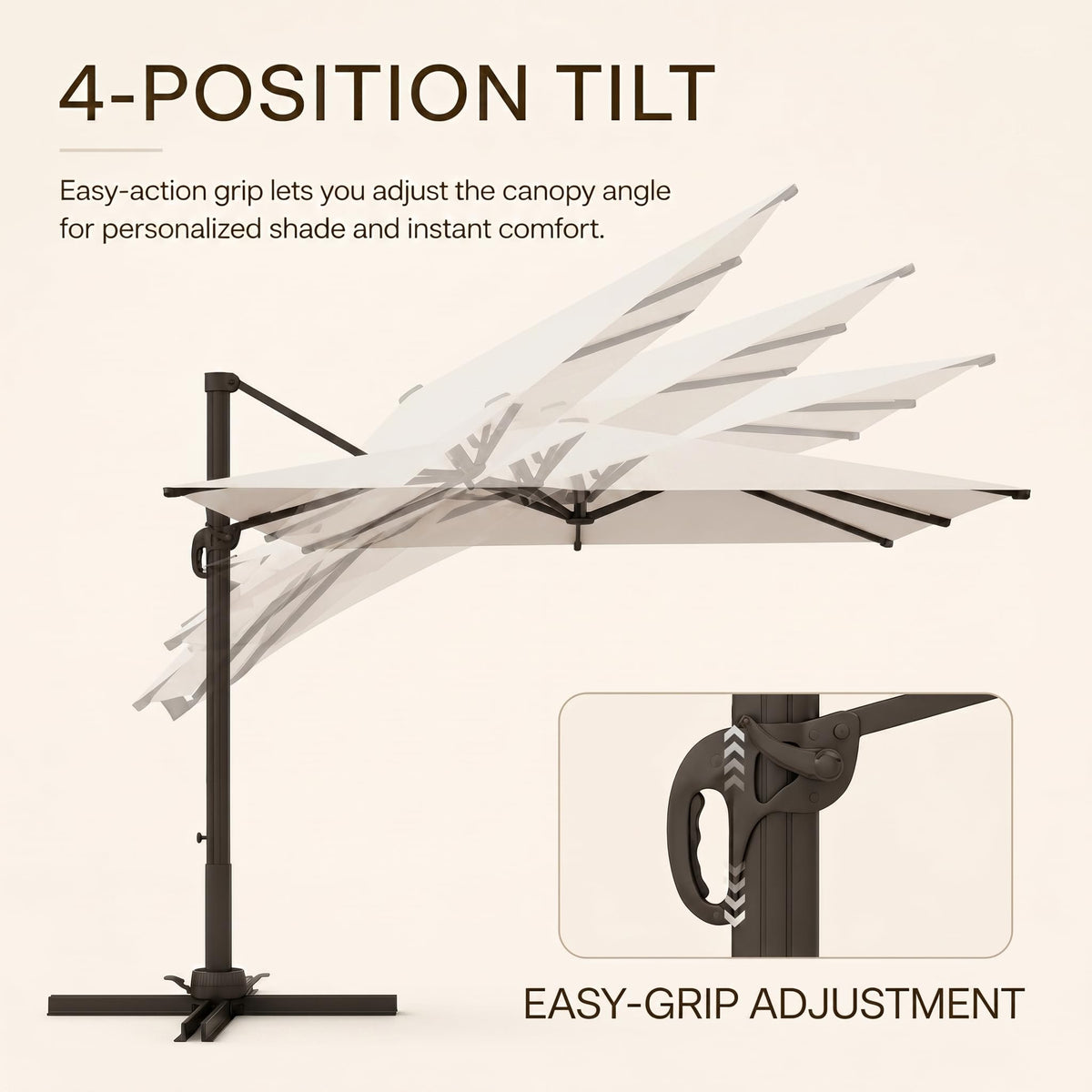 11ft Offset Cantilever Patio Umbrella with Solar Lights S2121
