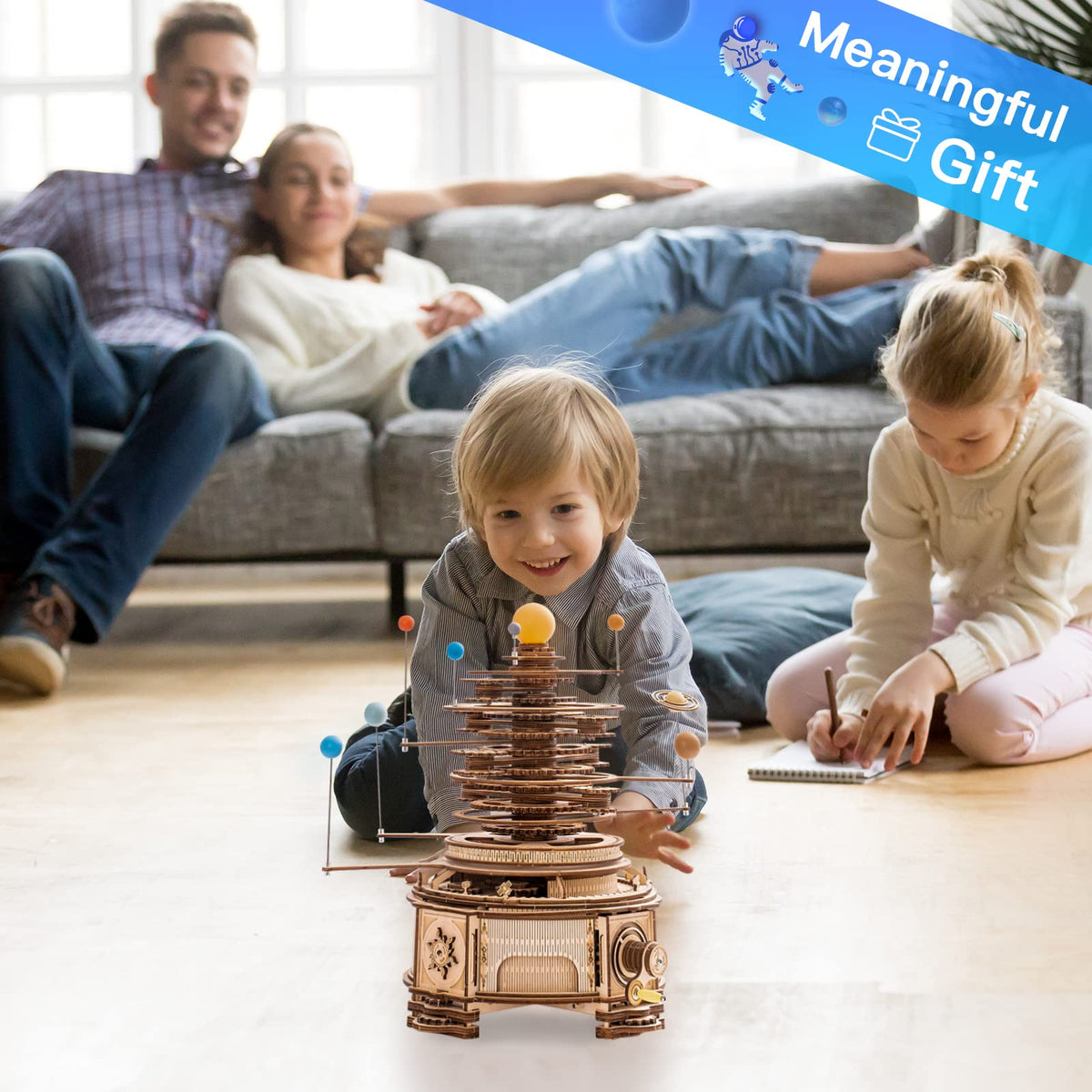 3D Wooden Puzzle Mechanical Building Set 8 Orbiting Planets J932