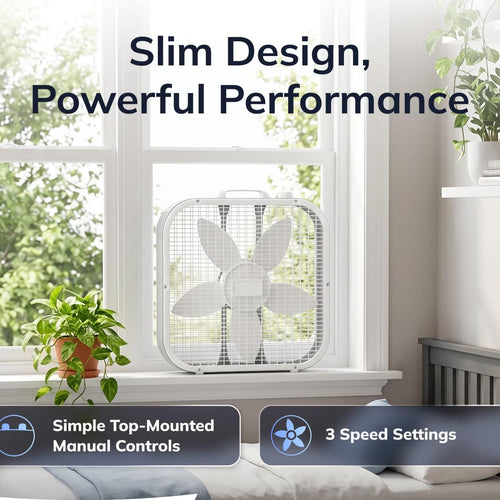 20 Inch 3-Speed Box Fan White H8815