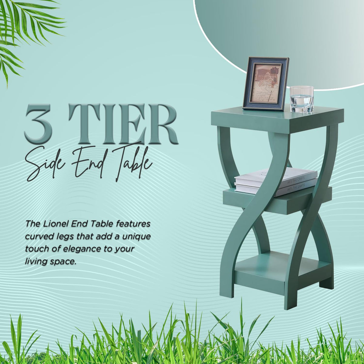 3-Tier Twisted Wood End Table with Open Storage Shelves Y1272