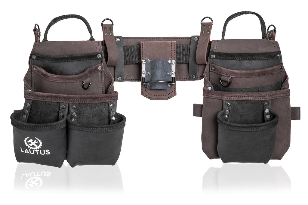 Top Grain Leather Tool Belt 18 Pockets H4761