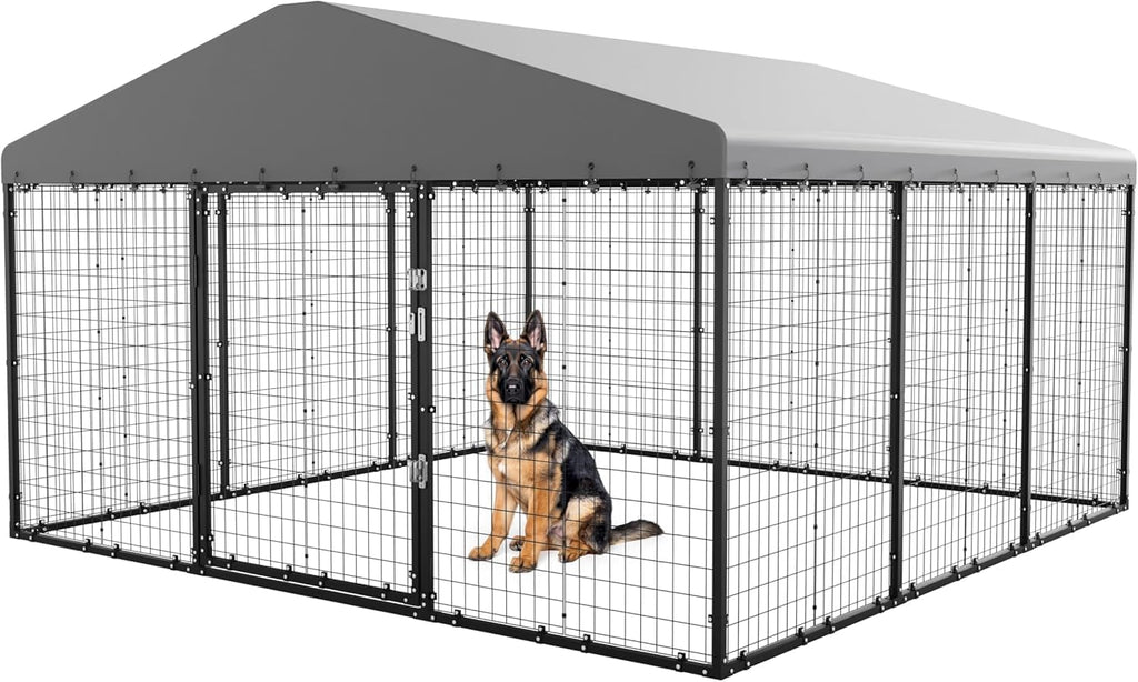 10x10x6 FT Galvanized Steel Dog Kennel with Roof D80249