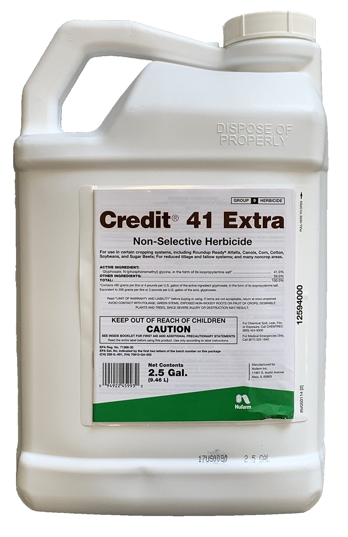 41% Glyphosate Herbicide 2.5 gallons R159359