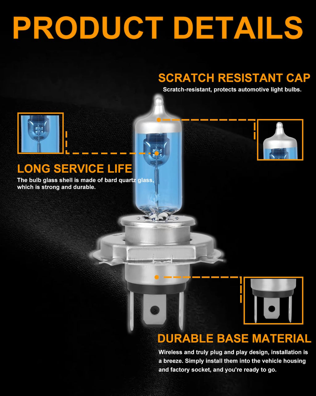 H4 Halogen Headlight Bulbs, Pack of 2 L66491