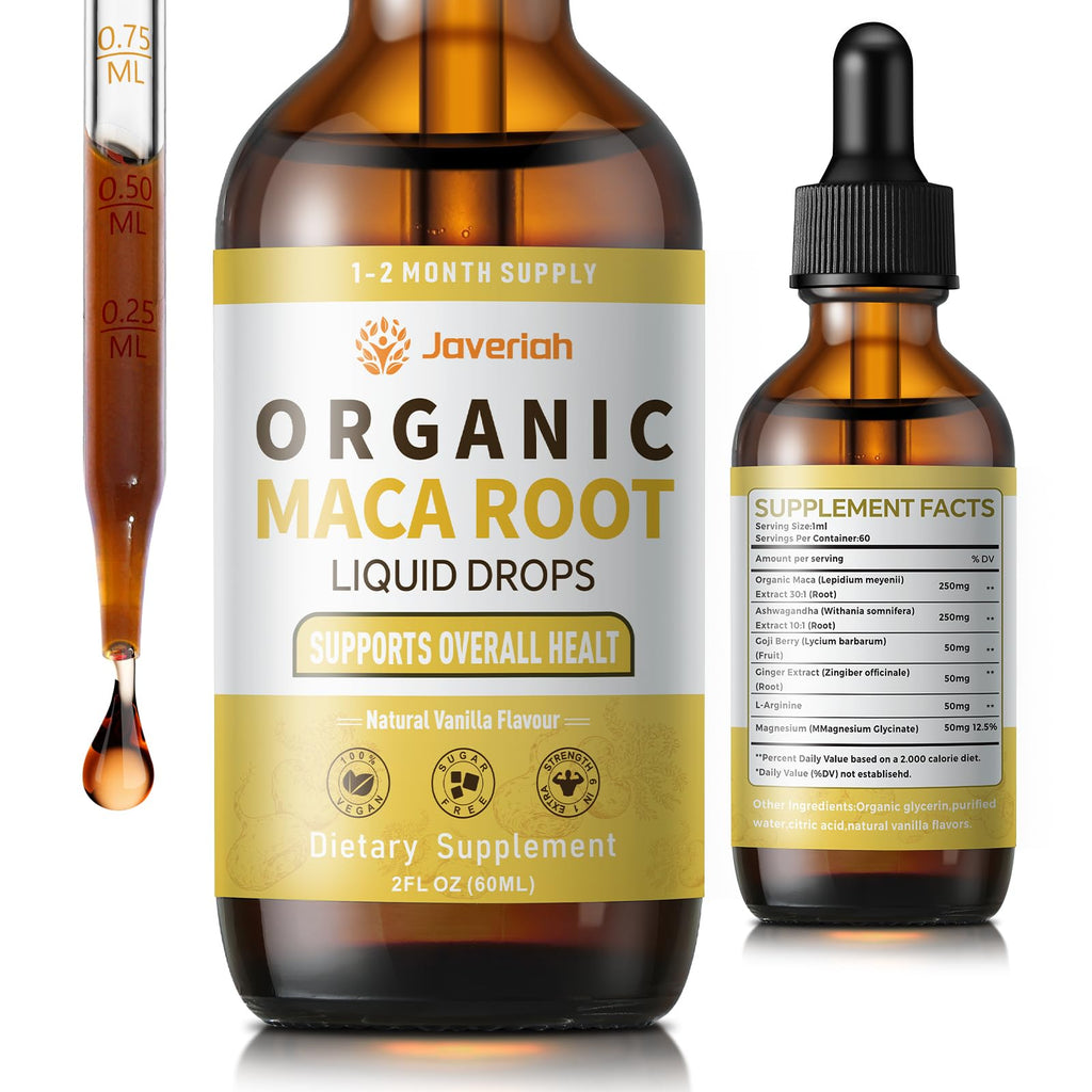 Organic Maca Root Liquid Drops with Ashwagandha 2 Fl Oz Q777