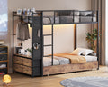 Twin Over Twin Metal Bunk Bed with Storage Drawers V287586