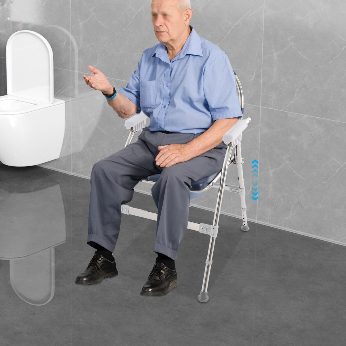 3 in 1 Commode Chair with Arms, Adjustable Height, Padded Seat, Toilet Bucket G403167