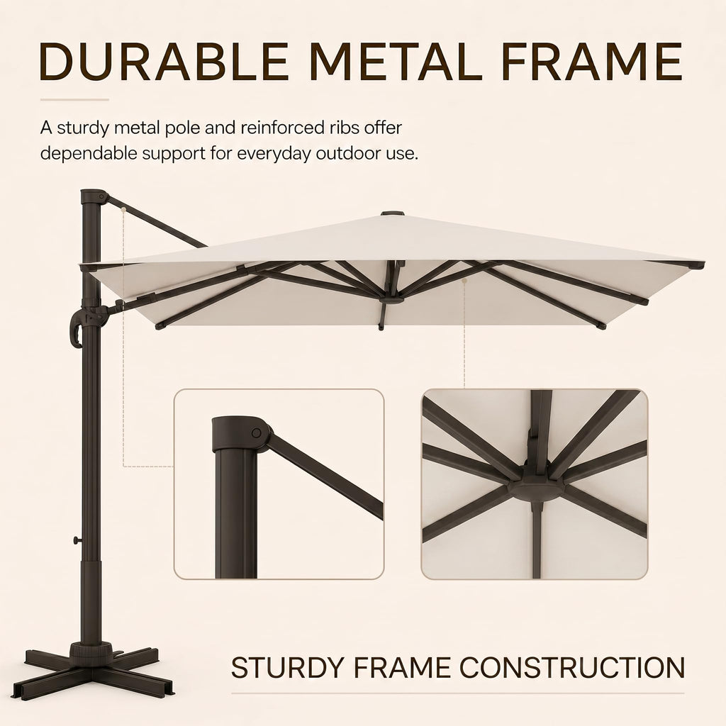 11ft Offset Cantilever Patio Umbrella with Solar Lights S2121