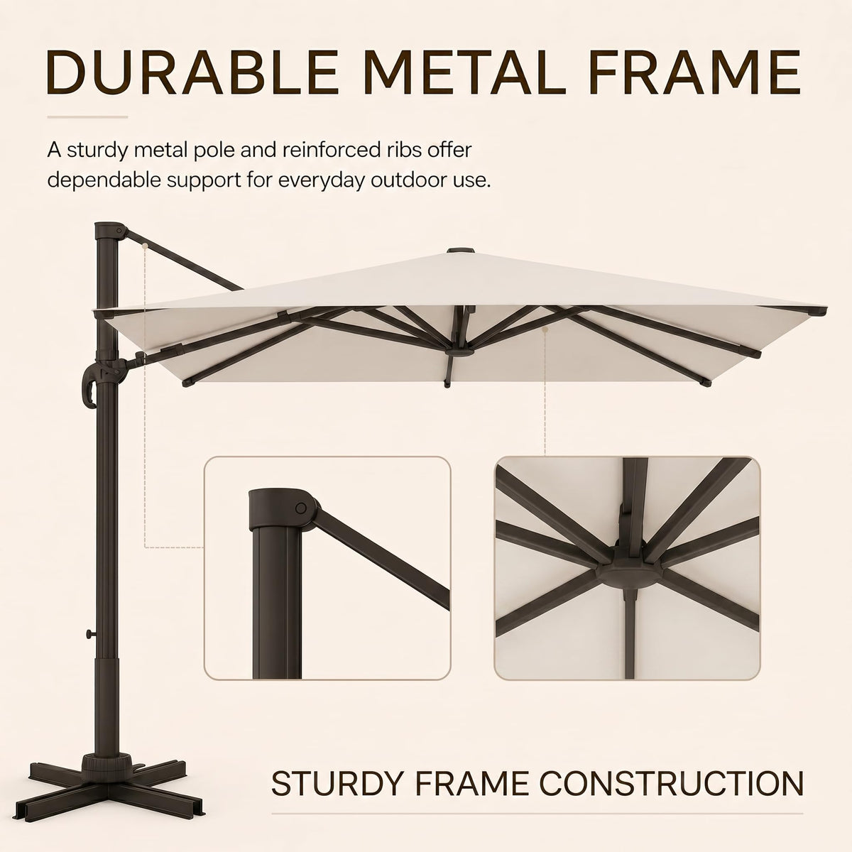 11ft Offset Cantilever Patio Umbrella with Solar Lights S2121