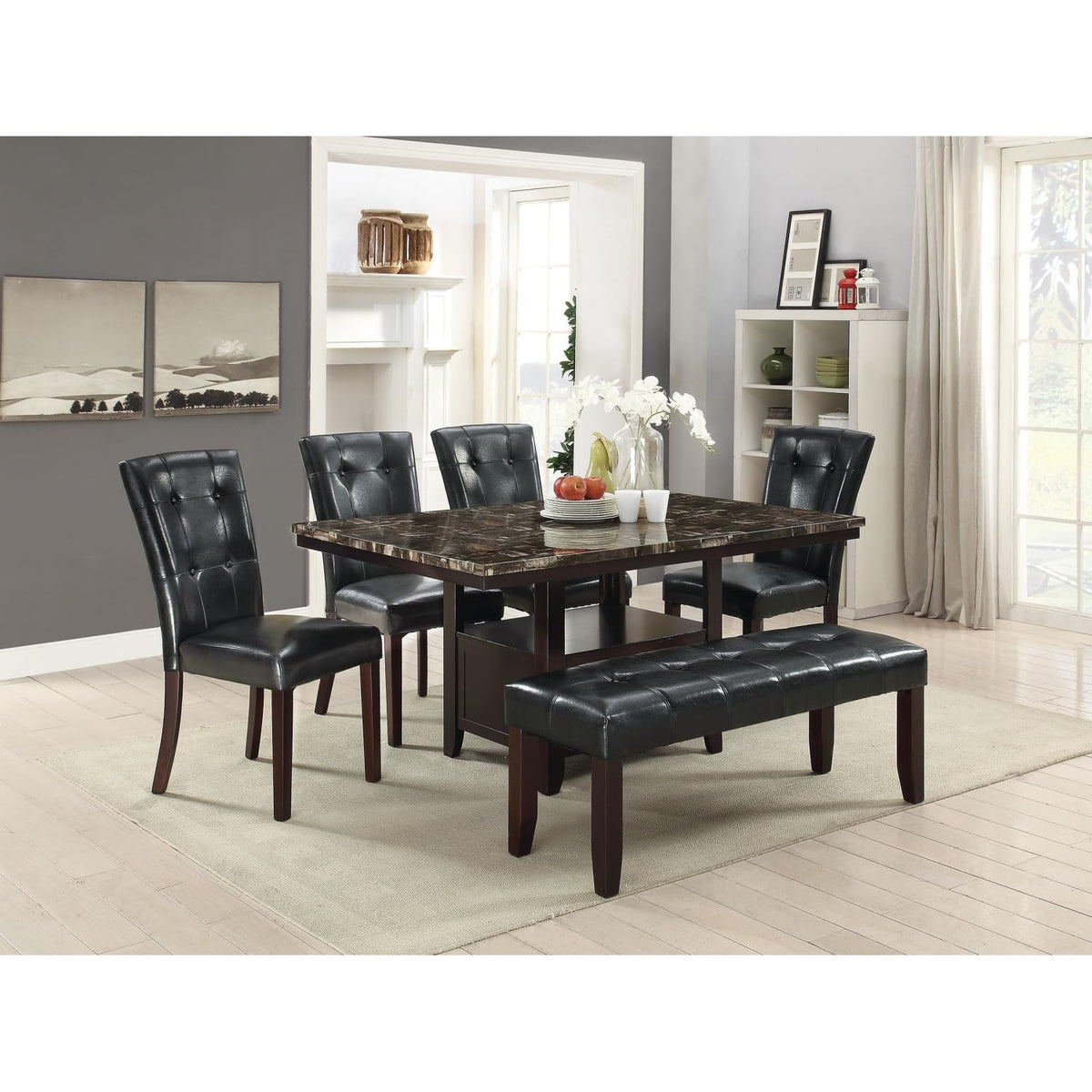 Black Faux Leather Dining Chairs Set of 2 Y324