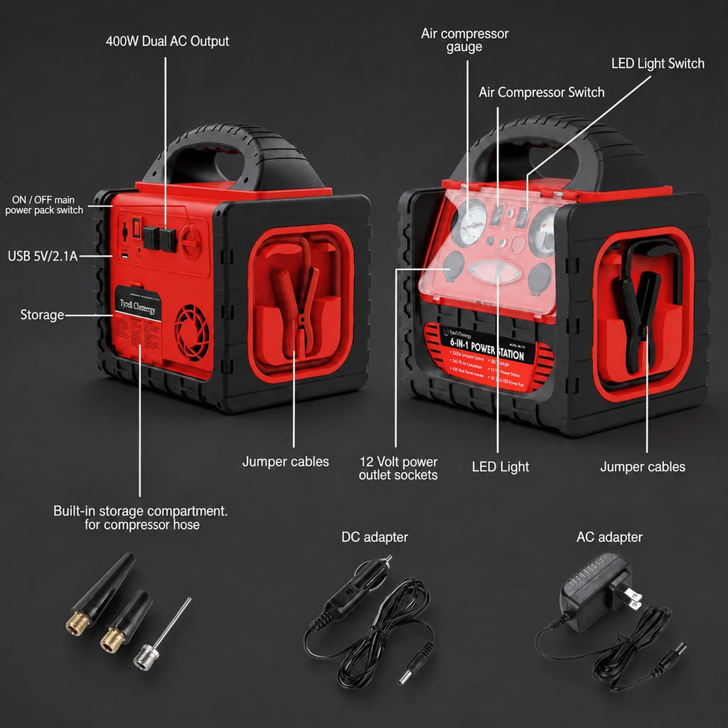 2200 Amp Car Jump Starter with Air Compressor J342