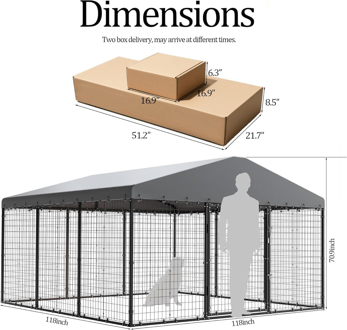 10x10x6 FT Galvanized Steel Dog Kennel with Roof D80249