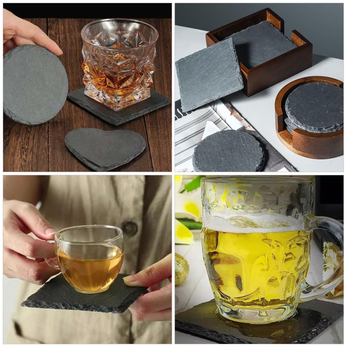 Natural Stone Coasters 12pcs with Non Slip Bottom Q147