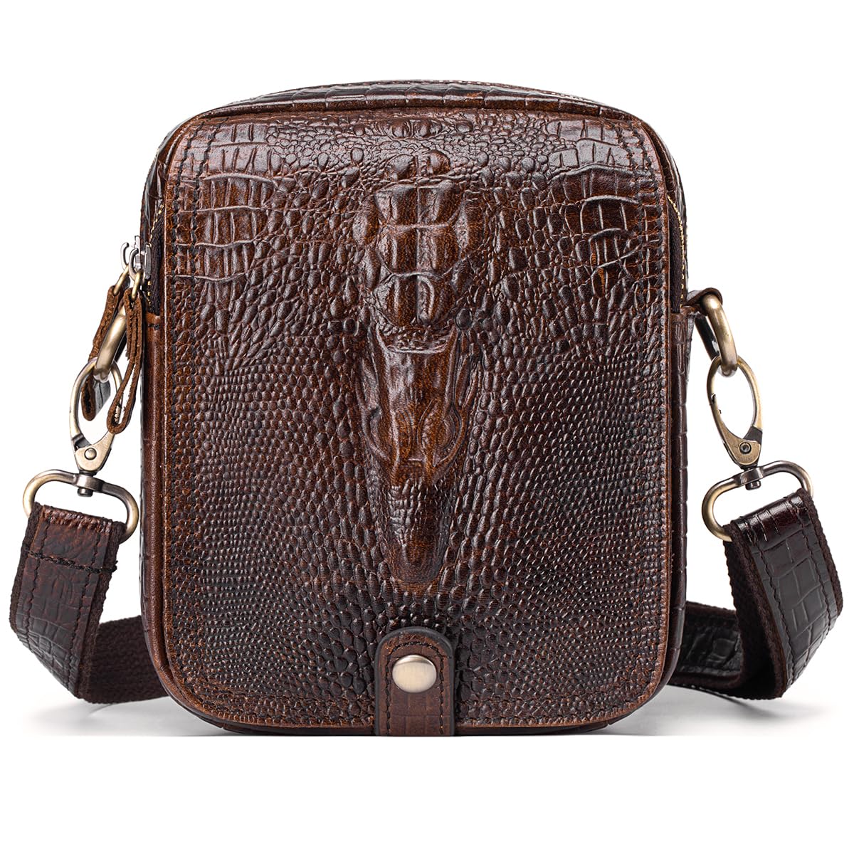 Small Crocodile Embossed Genuine Leather Crossbody Bag W2848