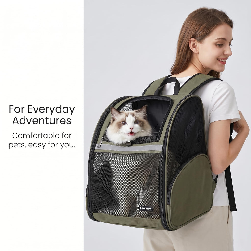 Cat Backpack Carrier Collapsible with Ventilated Mesh Z8975