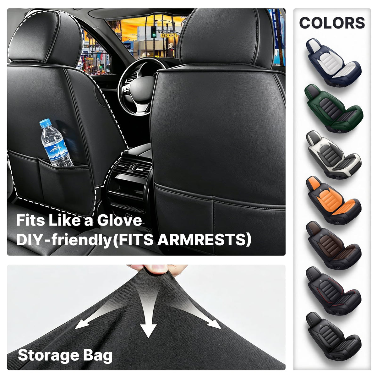 Waterproof Leather Car Seat Covers Set of 5 O813