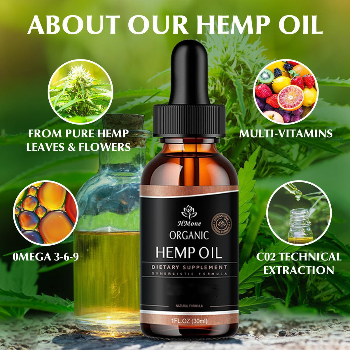 Hemp Oil 4 Packs CO2 Extract Drops E4515