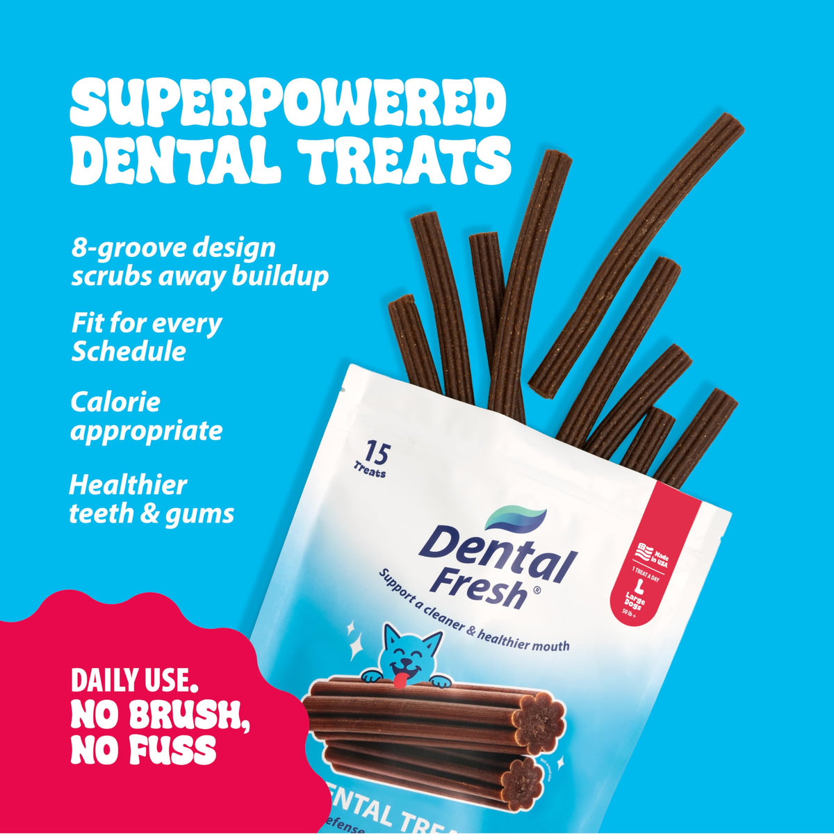 15 Ct Dental Treat Sticks for Large Dogs Y68539
