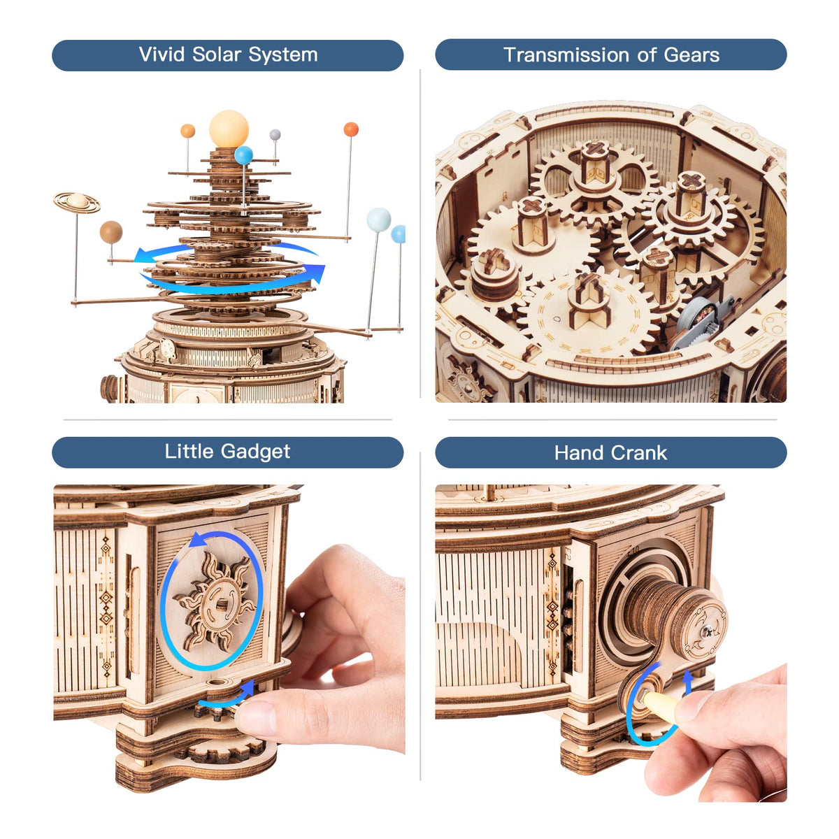 3D Wooden Puzzle Mechanical Building Set 8 Orbiting Planets J932