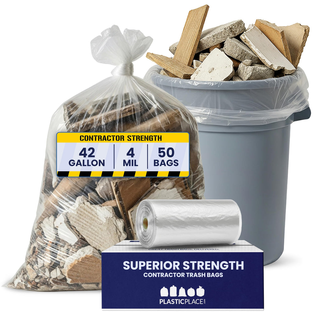 42 Gallon Clear Heavy Duty Trash Bags 4.0 Mil 50 Case K449