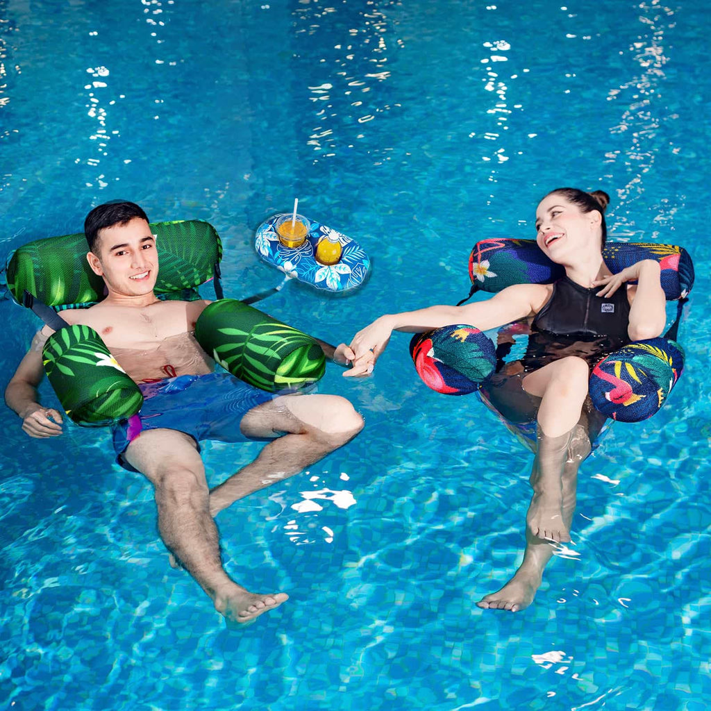 2 Pack Inflatable Pool Float Chair with Cup Holders H195