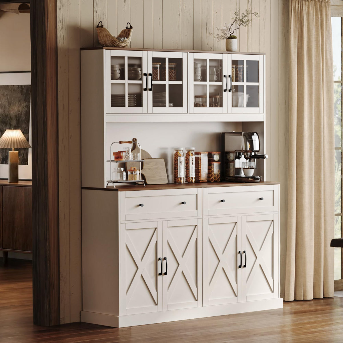White Pantry Cabinet with Charging Station M54493