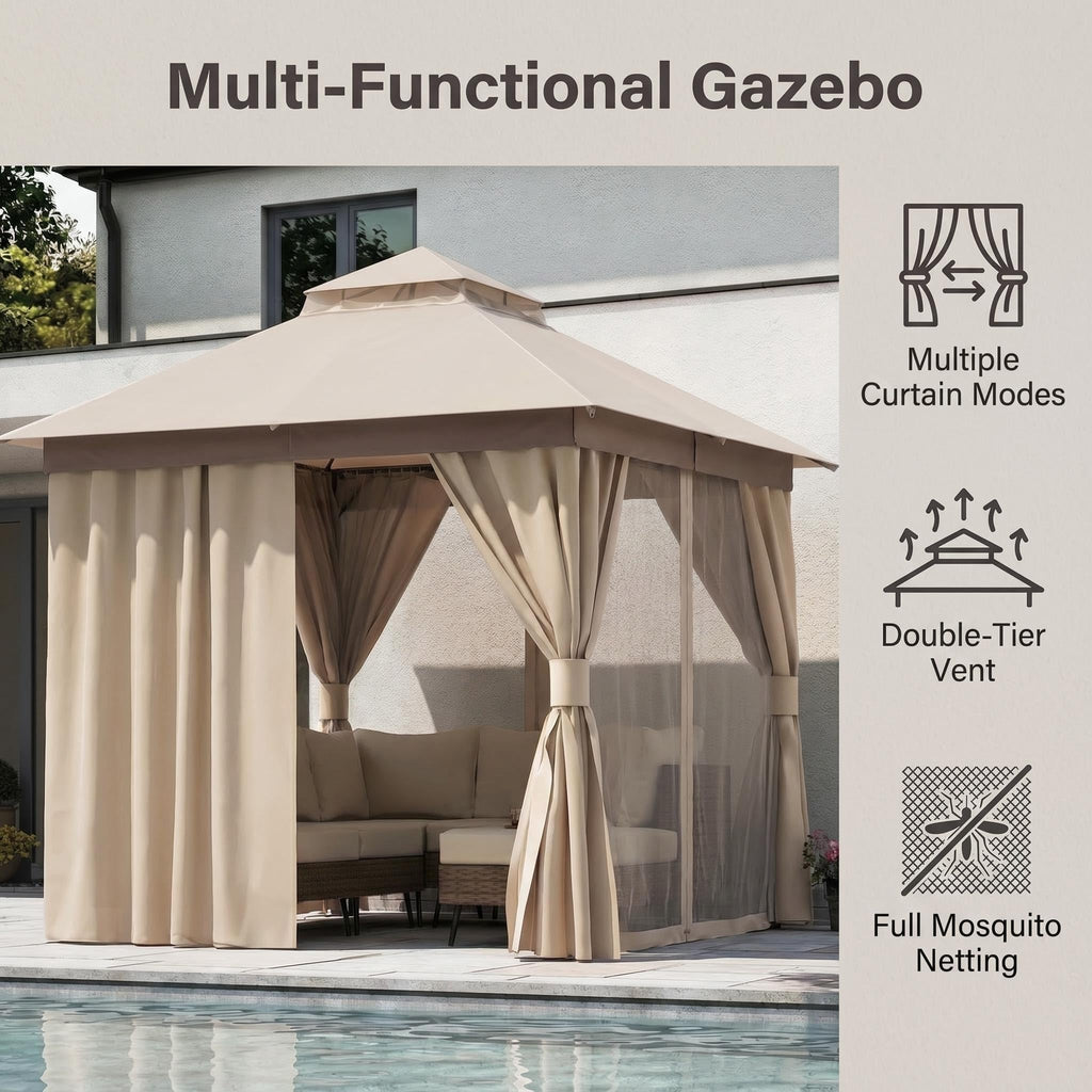 12x12 Metal Frame Gazebo Canopy Tent C2696