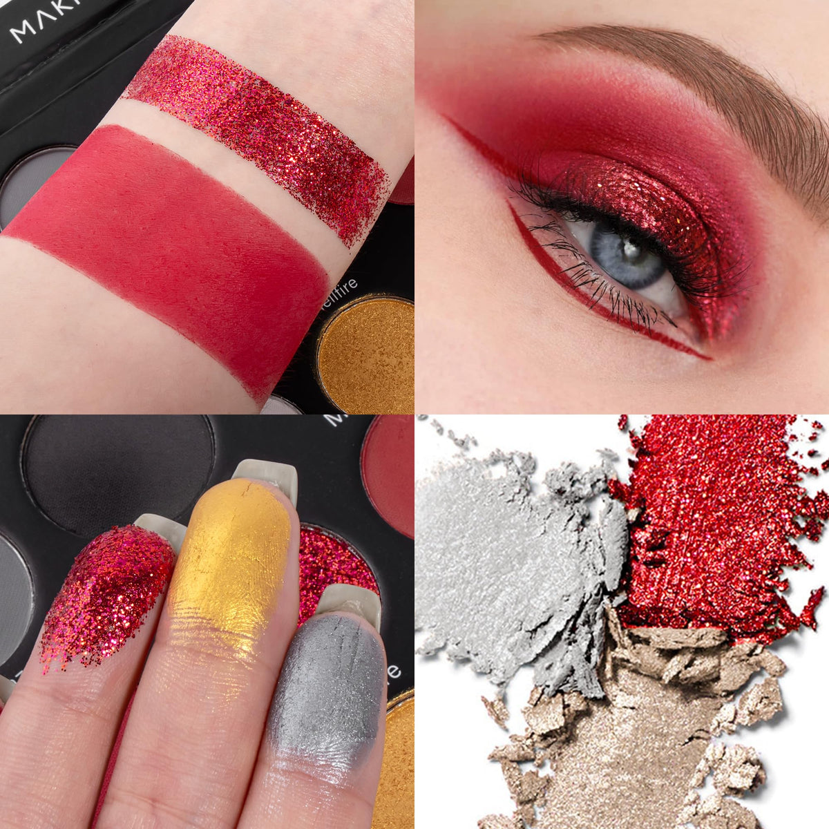 Black Red Grey Eyeshadow Palette U9634