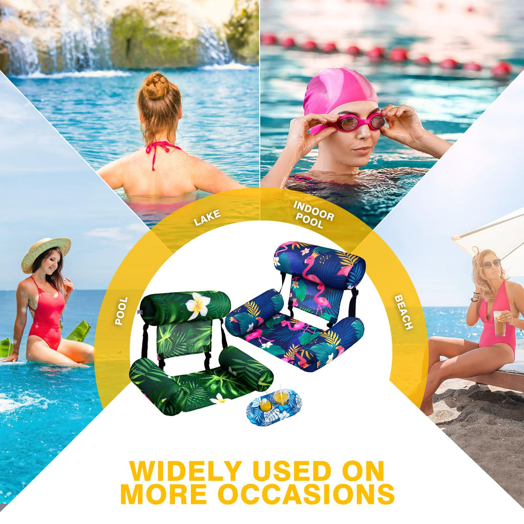 2 Pack Inflatable Pool Float Chair with Cup Holders H195