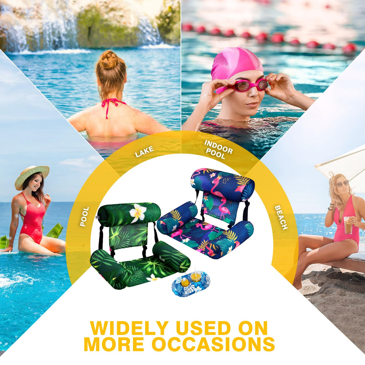 2 Pack Inflatable Pool Float Chair with Cup Holders H195
