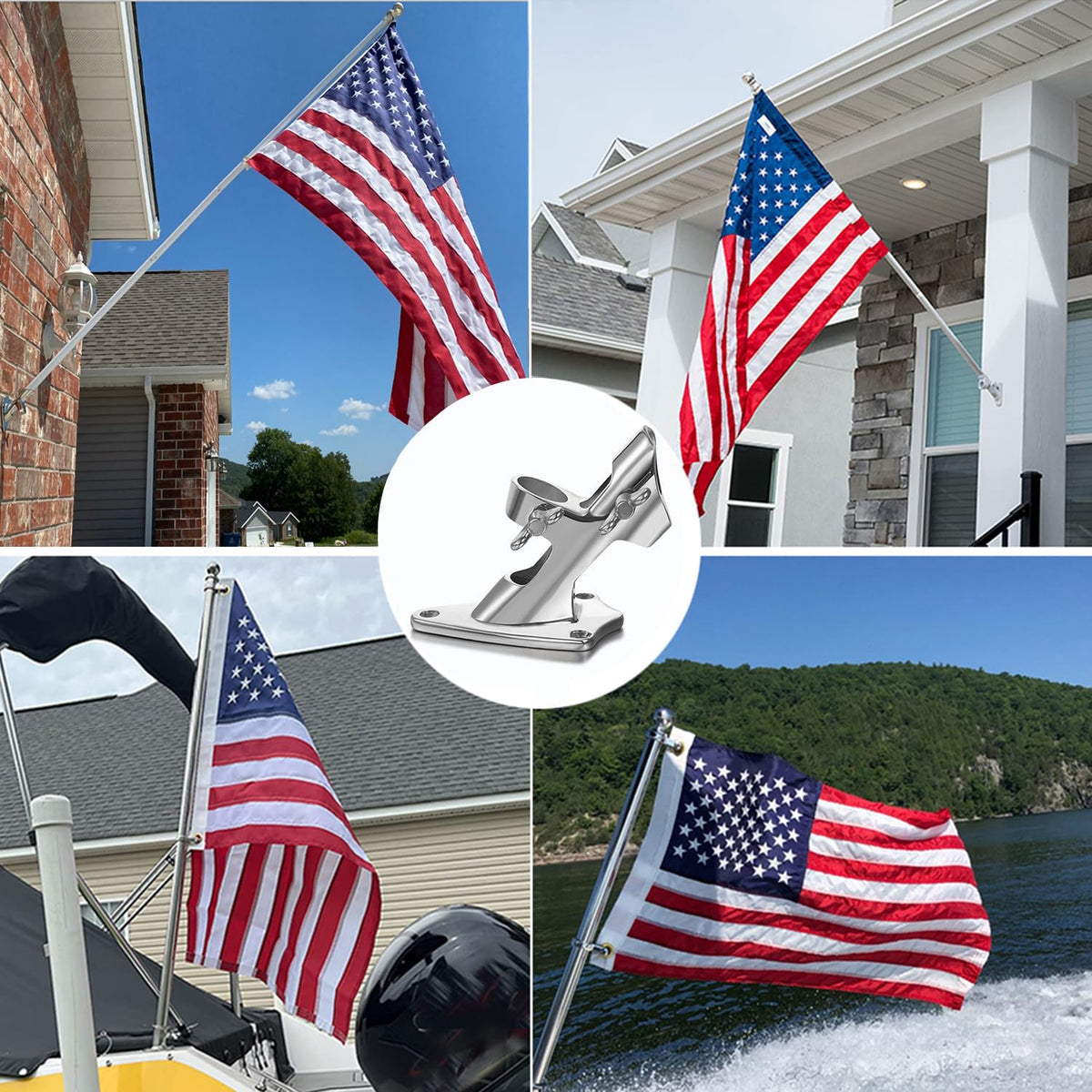 Flag Pole Bracket, 316 Marine Grade Stainless Steel J90448