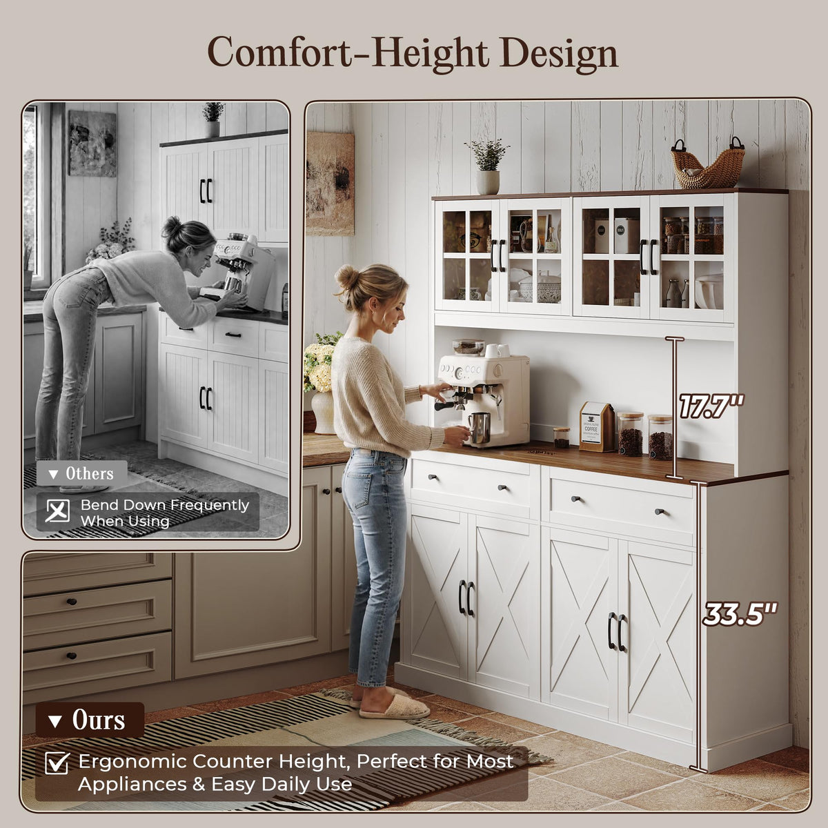 White Pantry Cabinet with Charging Station M54493