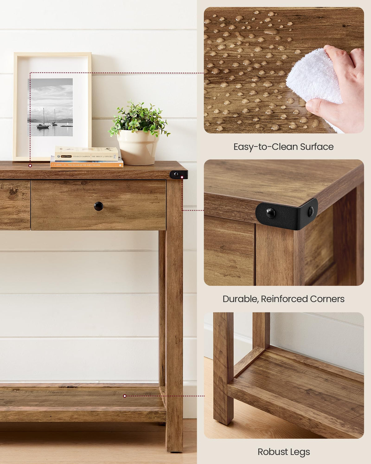 Narrow Console Table with 3 Drawers F564