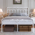 White Metal Full Size Platform Bed Frame with Headboard and Footboard T299