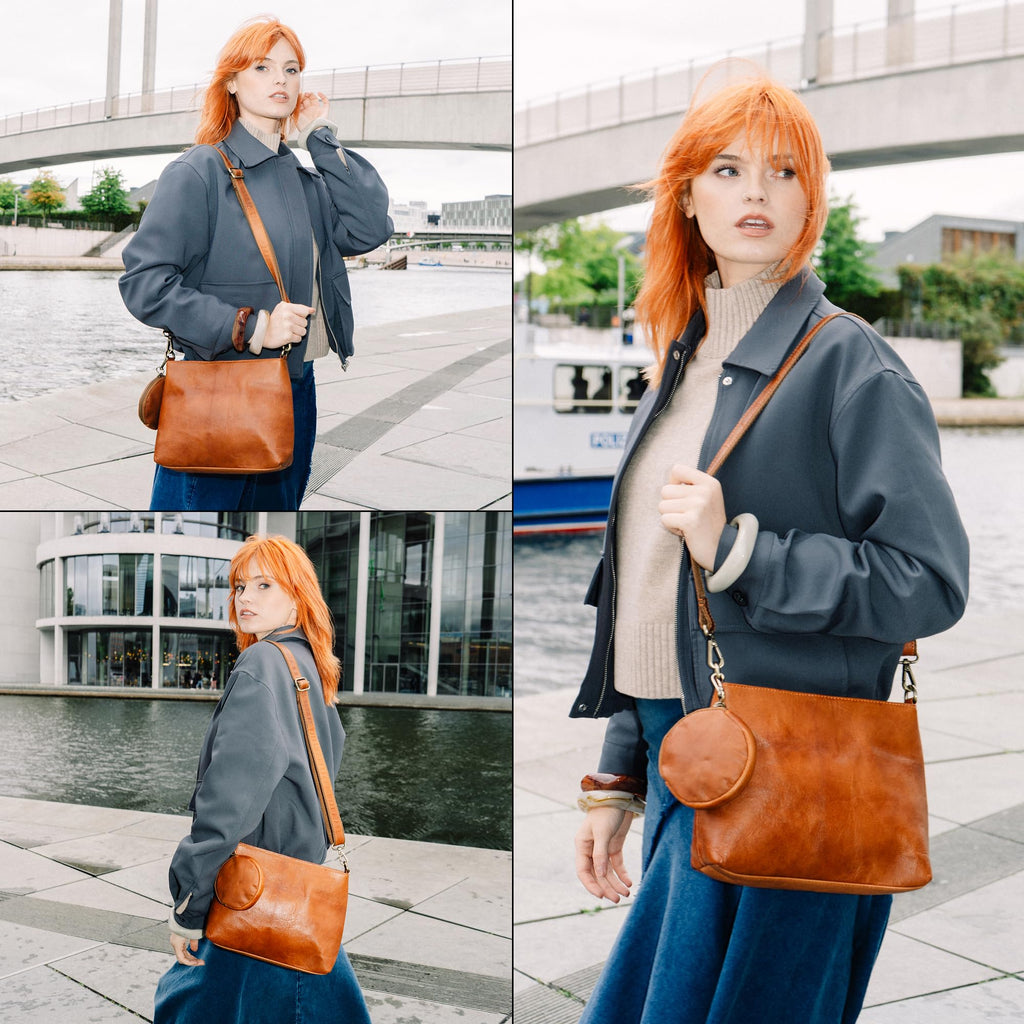 Full Grain Leather Crossbody Purses R8001