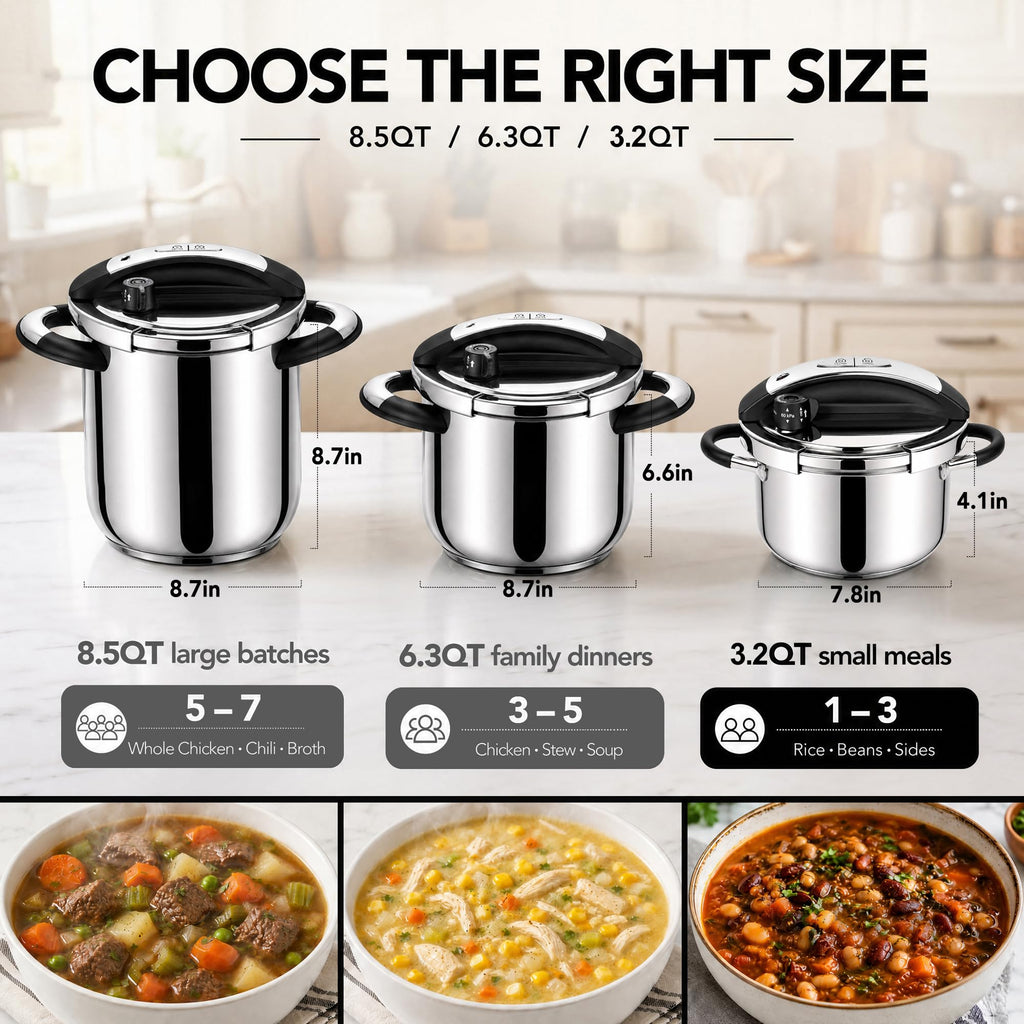 3.2QT Stainless Steel Stovetop Pressure Cooker W887203