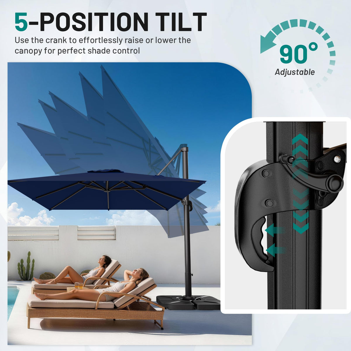 10 X 13 FT Cantilever Umbrella with 360-Degree Rotation Z4648