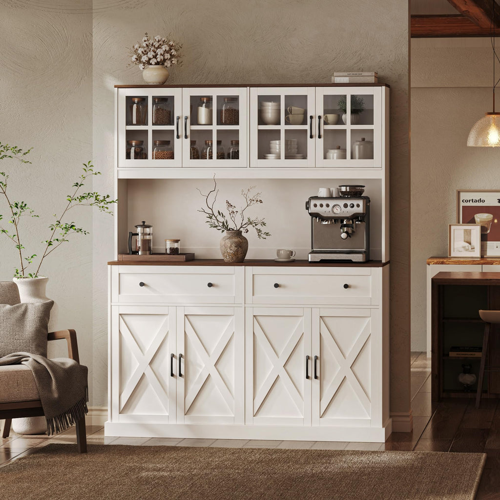White Pantry Cabinet with Charging Station M54493