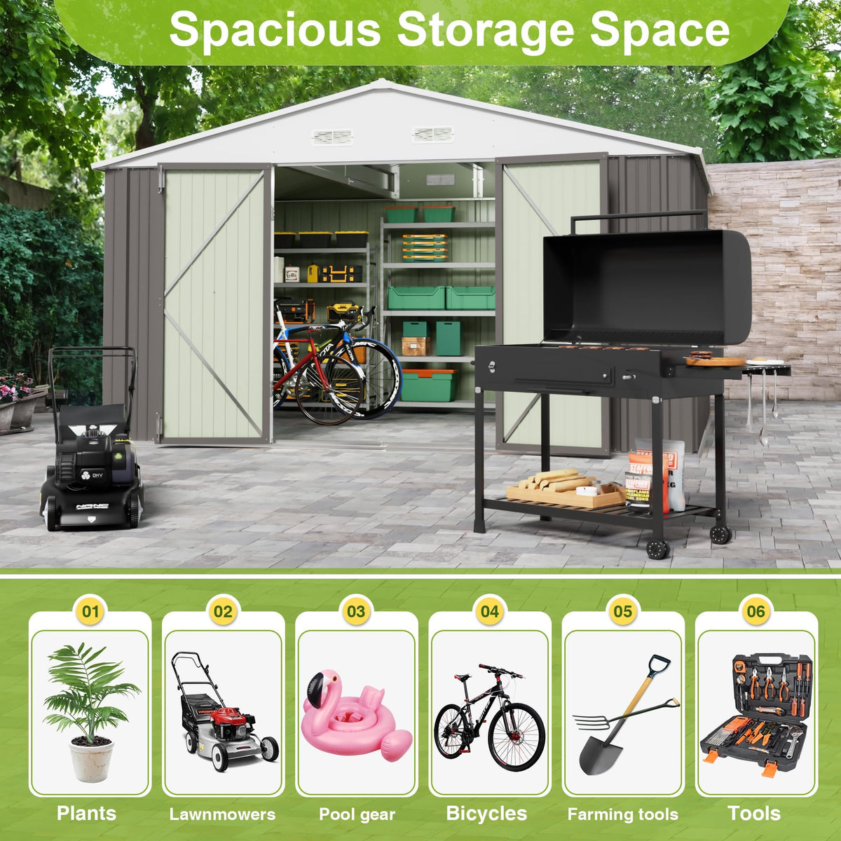 10x10 FT Grey Outdoor Storage Shed Z668452