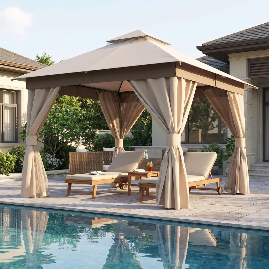 12x12 Metal Frame Gazebo Canopy Tent C2696