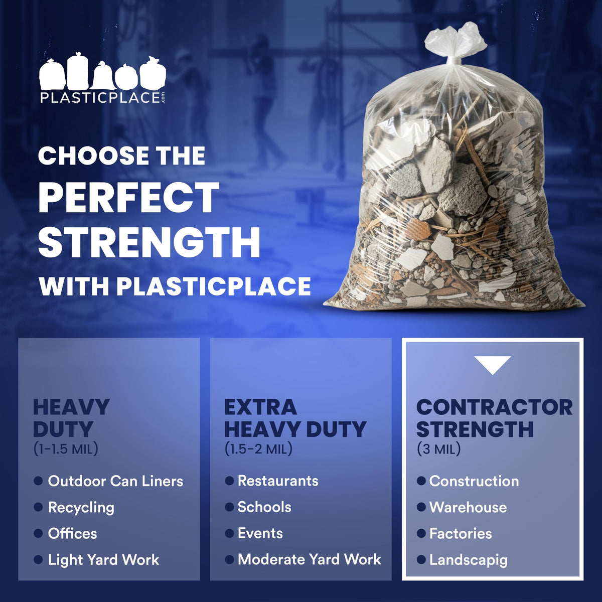 42 Gallon Clear Heavy Duty Trash Bags 4.0 Mil 50 Case K449