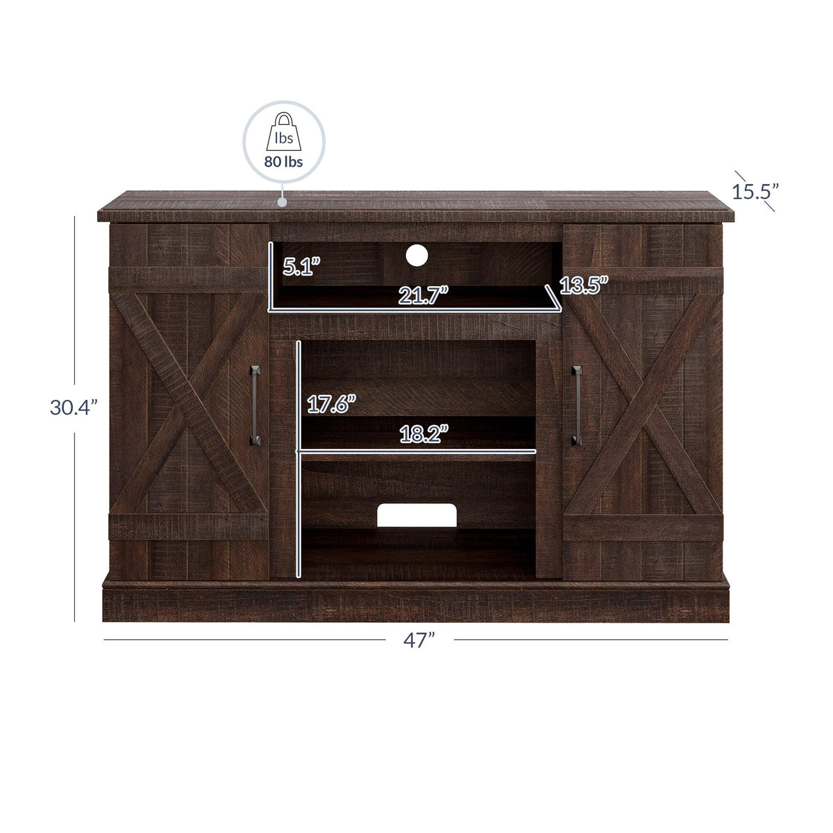 47" Espresso TV Stand & Media Entertainment Center A34905