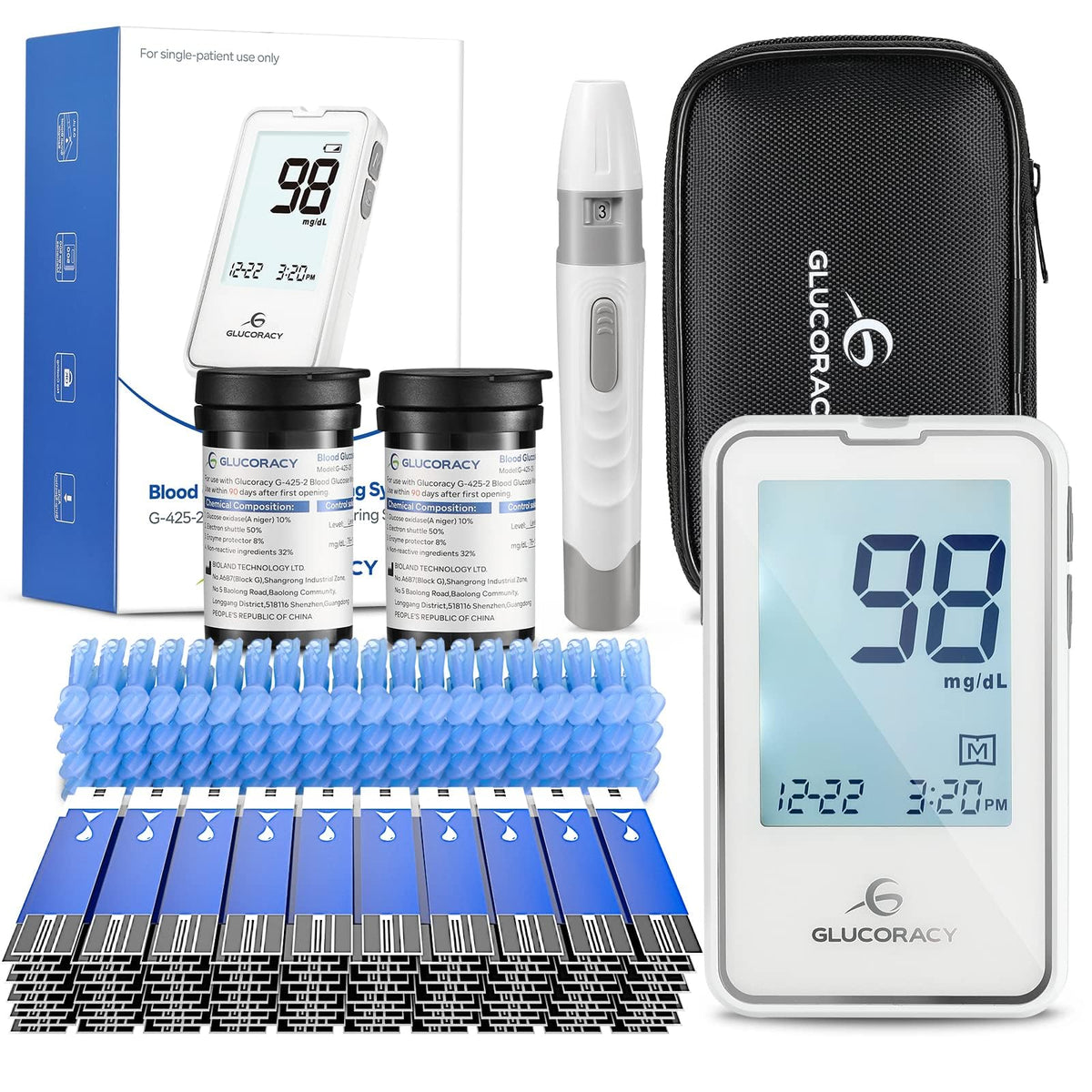 Blood Glucose Monitor Kit with 100 Test Strips B973