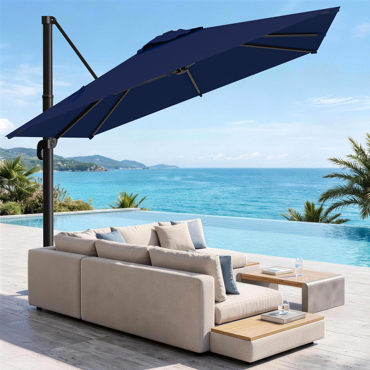 10 X 13 FT Cantilever Umbrella with 360-Degree Rotation Z4648