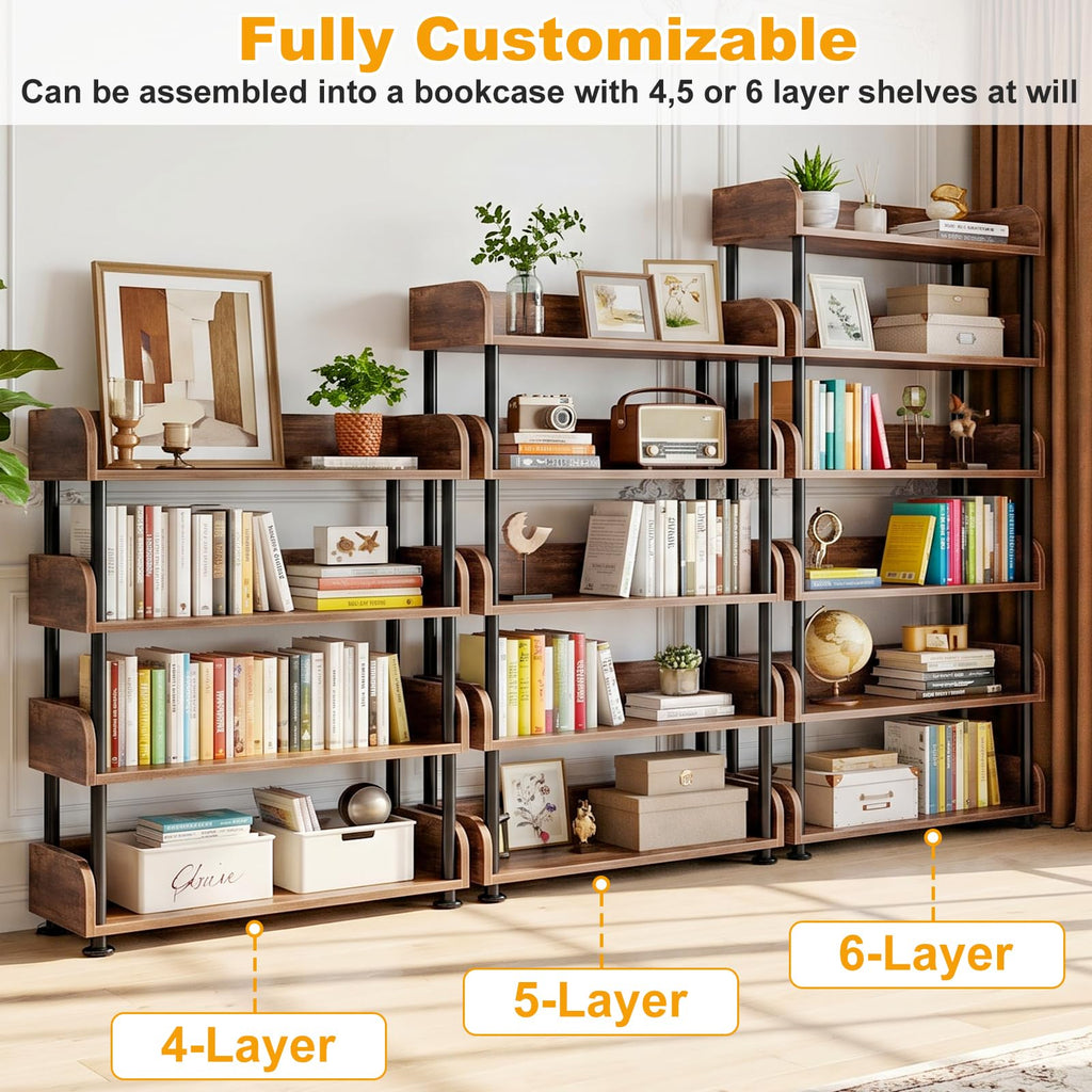 6-Tier Tall Open Bookshelf with Metal Frame L172039